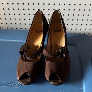 Women's Brown Peep Toe Heels